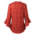 thumbnail image 6 of Shirts for Women Ruffle Floral Printed 3/4 Sleeved V-Neck Business Work Blouses Spring Summer Trendy Loose Fit Dressy Casual Tops, 6 of 8