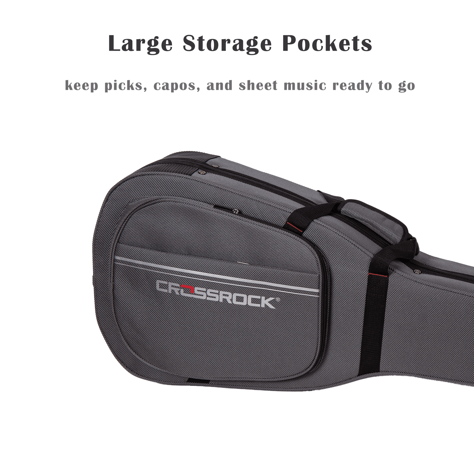 Crossrock Classical Guitar Foam Case | Lightweight Gray Gig Bag with Modern Fabric, Plush Interior & Storage Compartments (CRP300CDG)