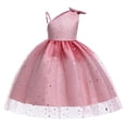 thumbnail image 5 of Vestido infantil con tirantes y hombros descubiertos, vestido de malla de cielo estrellado, vestido de princesa para niña de las flores, vestido de actuación para niños, 5 of 5