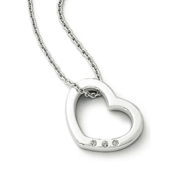 Primal Silver Sterling Silver Rhodium-plated 0.03 Cttw Diamond Heart Necklace
