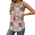 thumbnail image 3 of Fmbrln Womens Plus Size Summer Sleeveless Crew Neck Tank Tops Casual Loose Floral Print T-Shirts Lightweight Comfy Beach Tees Multicolor S, 3 of 5