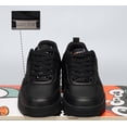 thumbnail image 6 of LUCKY STEP Womens Fashion Faux Leather Sneakers Low Top Lace Up Casual Shoes,All black, 6 of 10