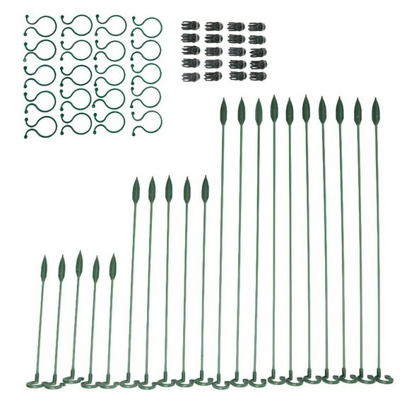 60Pcs Plant Supports Set - 20 Pack Flower Stakes Sticks (3 Sizes), Support Clips and Orchid