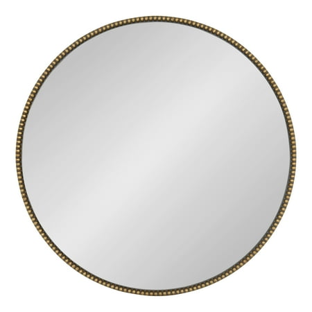 - Kate and Laurel Gwendolyn Decorative Round Wall Mirror with Beaded Gold Leaf Frame, 23.6-Inch Diameter
