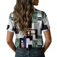 thumbnail image 4 of QASIEATN Women's Retro Shirt Women's Satin Printed Short Sleeved Shirt Vacation Style Shirt, 4 of 7