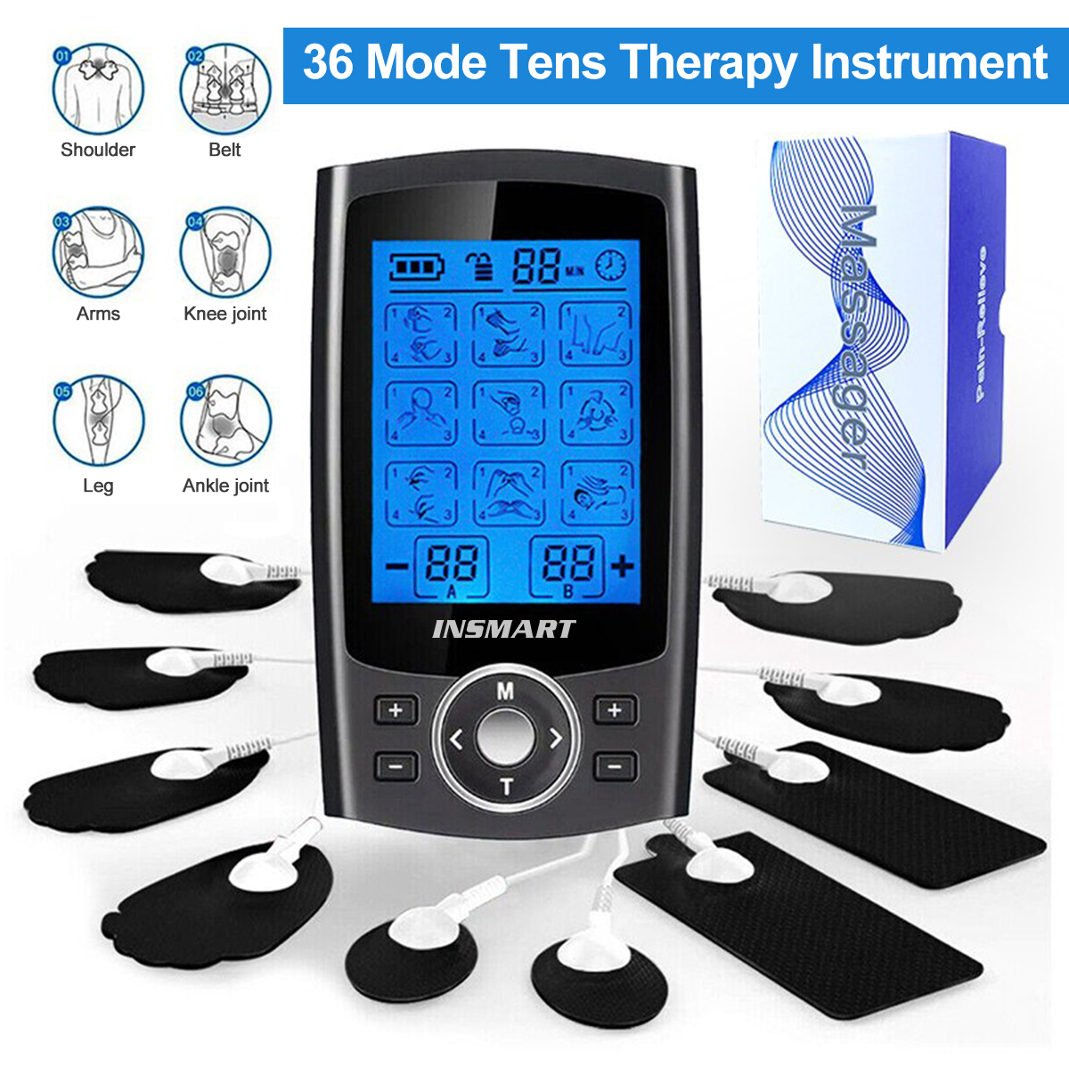 INSMART TENS Unit Rechargeable EMS Muscle Stimulator, 36 Modes photo 2