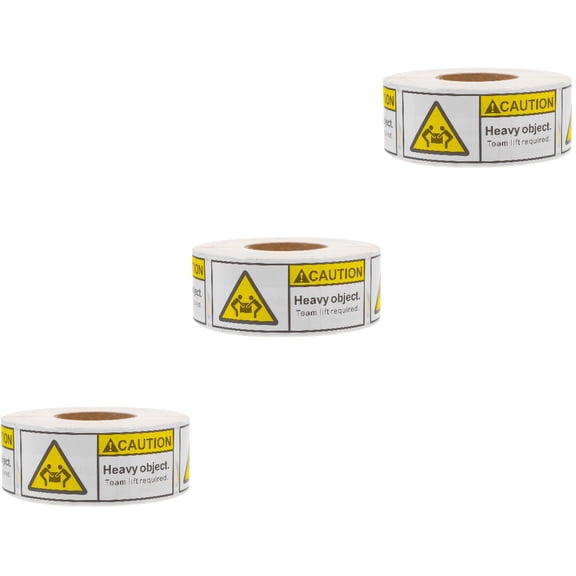 HOMEMAXS 3 Rolls Caution Heavy Object Labels Team Lift Required Sticker Adhesive Team Lift Label (500 labels/roll)