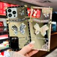 thumbnail image 3 of Funda compatible con iPhone de 16 a 6,1 pulgadas con purpurina de lujo, diseño de mariposa, plegable, con soporte, suave, con efecto espejo de policarbonato, antideslizante, para mujeres y niñas, 3 of 6
