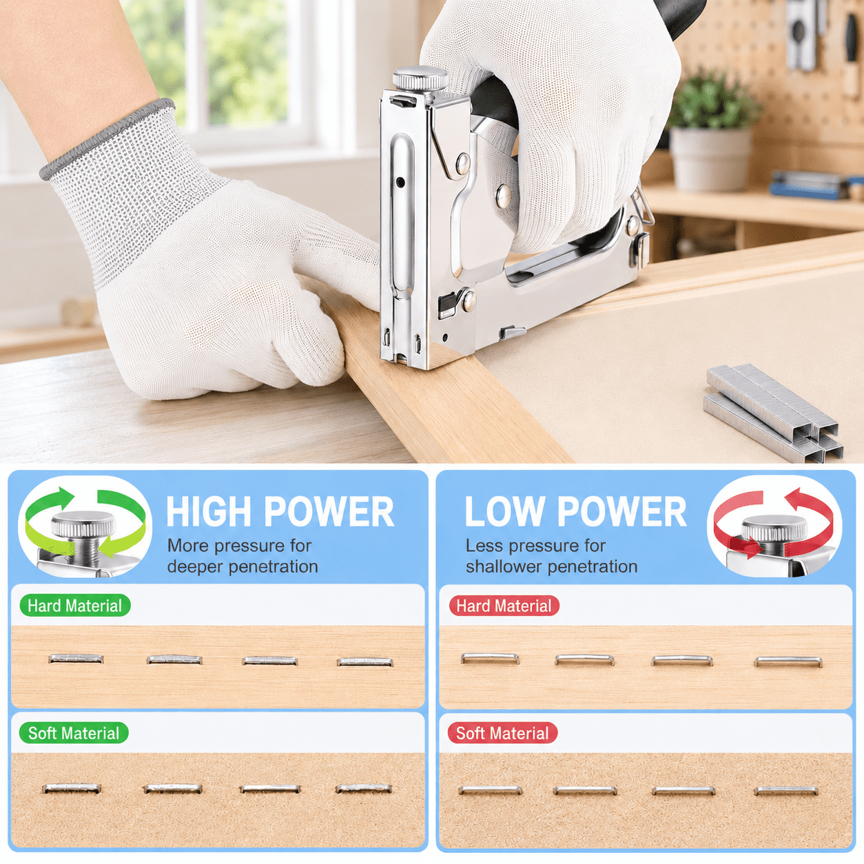 4-in-1 Manual Heavy-Duty Staple Gun with Remover, Includes 4000 Staples for Upholstery, Carpentry, DIY Projects, and Furniture Repair