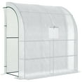 thumbnail image 1 of Outsunny 7' x 3' x 7' Outdoor Lean-to Greenhouse, Plant Gardening Green House with Roll-up Mesh Windows, Zipper Door and 3-Tier Shelves, White, 1 of 10