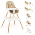 thumbnail image 1 of Adjustable Baby High Chair, Convertible Baby Dining Chair w/Cushioned Seat, 5-Point Seat Belt, 4-Stage Adjustable Detachable Tray, Suitable for 6-36 Months Baby, Khaki, 1 of 9