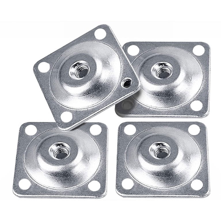 4-Piece Furniture Leg Mounting Plate Kit - M8 (5/16") T-Plates With Hanger Bolts & Screws, Black
