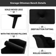 thumbnail image 5 of Storage Bench for Bedroom End of Bed, 65" Velvet Upholstered Rolled Armed Button Tufted Stool Bench, Storage Ottoman Long Bench with with 2 Pillows for Entryway (Black), 5 of 8