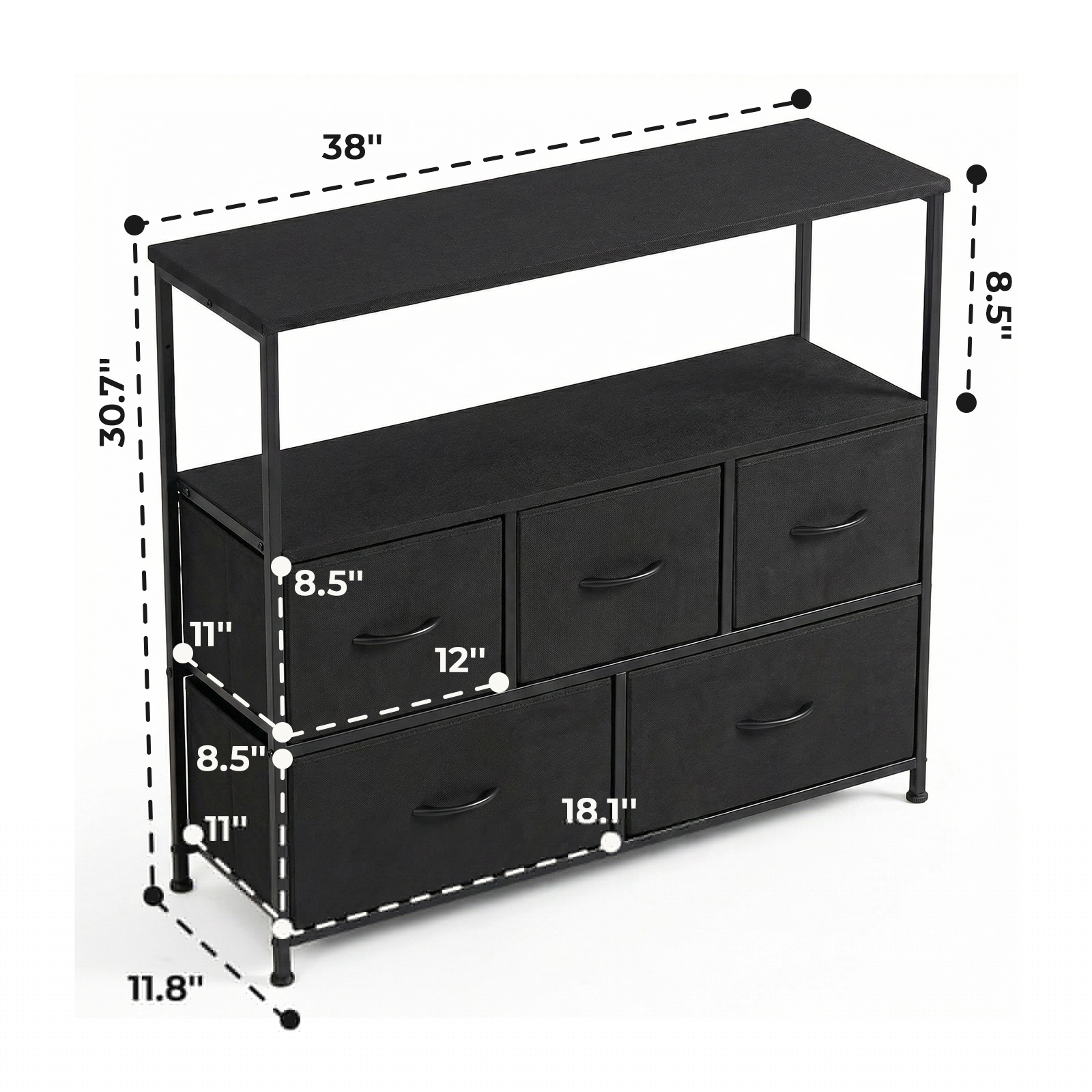Alvantor Tall Dresser Fabric Storage Tower ,Wooden Top for Kid Room, Closet, Entryway, Nursery