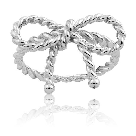 Daily Delight TheJewelryHut Designer Sterling Silver Rope Design Bow Ring