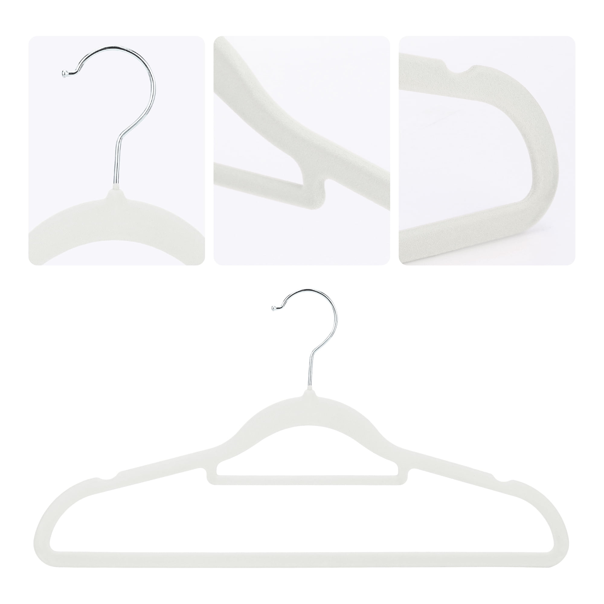 Unique Bargains Non-Slip Velvet Hangers for Closet Organization 10 Pcs Beige