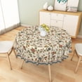 thumbnail image 5 of Vintage Beige Floral Round Tablecloth,60 Inch,Stain Resistant Waterproof Table Cover for Dining Room Kitchen Party Decor, 5 of 7