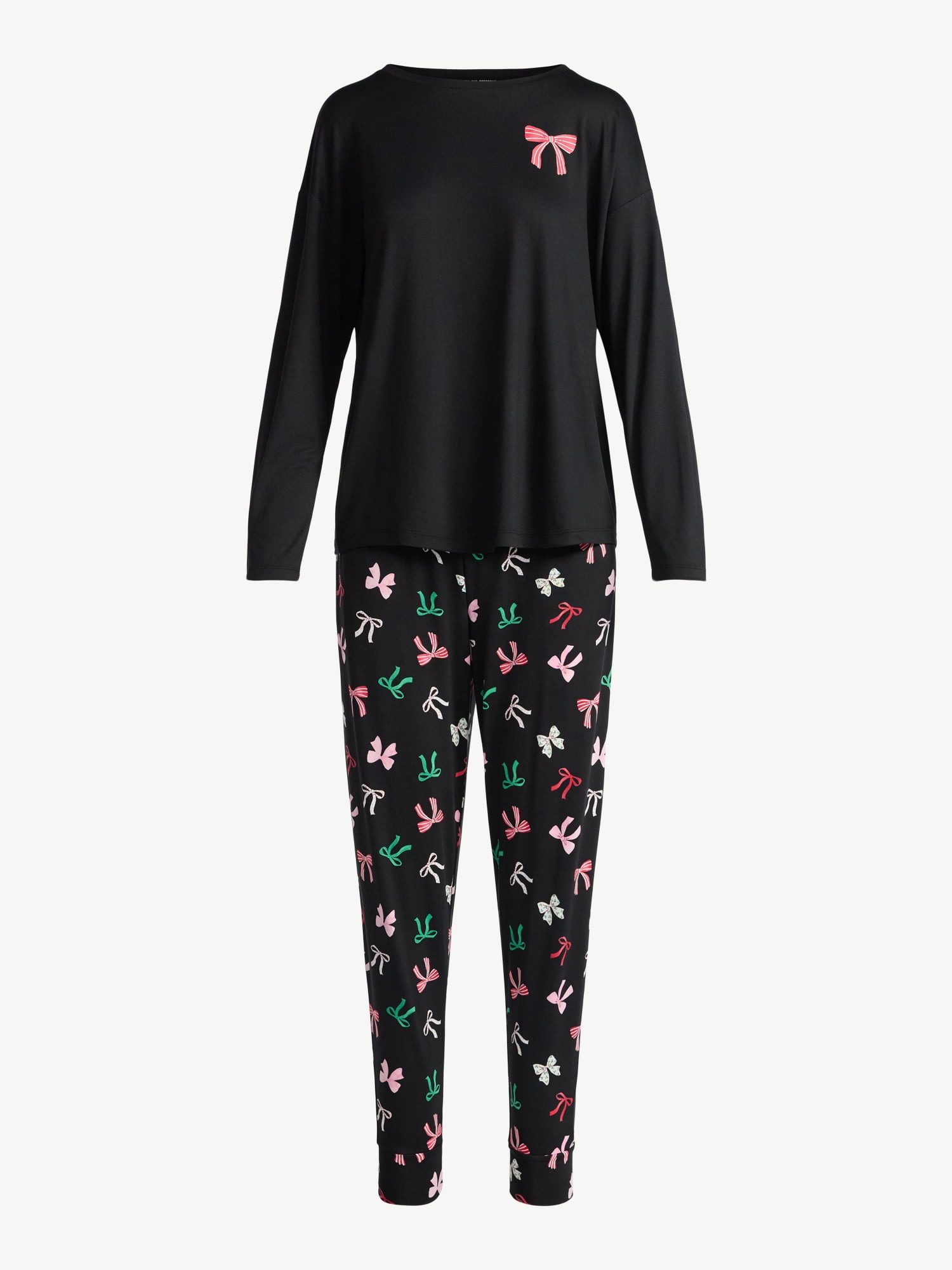 Joyspun Women's Dreamy Soft Collection Long Sleeve Sleep Top and Jogger Pajama Set, 2-Piece, Sizes XS to 3X