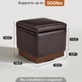 thumbnail image 2 of Swivel Storage Ottoman with Hidden Compartment, Square Faux Leather Footstool, Solid Acacia Wood Frame, 500 lbs Capacity, No Assembly Required, for Living Room & Bedroom, 2 of 9