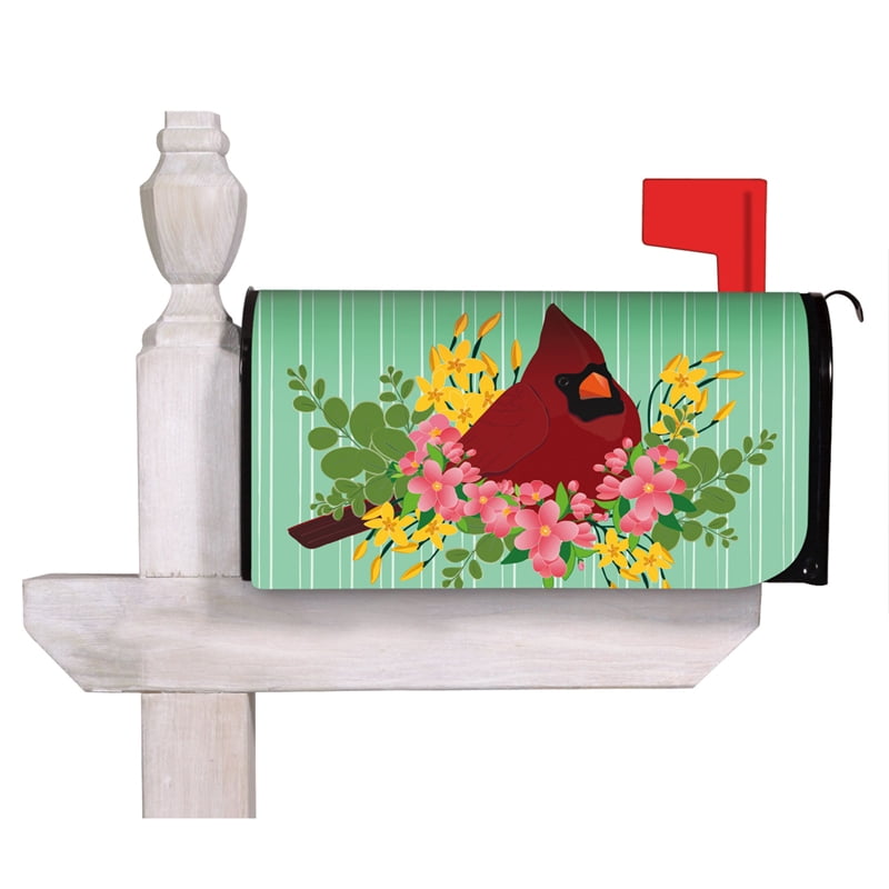 Evergreen Spring Floral Cardinal Mailbox Cover, 20.5'' x 18'' inches