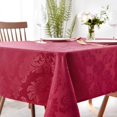 thumbnail image 2 of Jacquard Tablecloth Damask Design Spillproof Wrinkle Free Heavy Weight Soft Table Cloth Decorative Fabric Table Cover for Outdoor and Indoor Use Oblong 60 x 120 Inch Ruby Red, 2 of 5