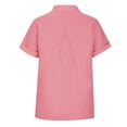 thumbnail image 6 of Button Down Shirts for Women Solid Color Lapel Collar V-Neck Short Sleeve Blouses Trendy Comfy Relaxed Fit Workout Tops, 6 of 8