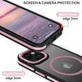 thumbnail image 3 of VENINGO Magnetic for iPhone 15 Case, Compatible with Mag-safe, Drop Protection, 6.1" Metal Camera Frame Translucent Slim Protective Cover for Women Girls, Pink, 3 of 9
