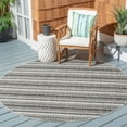 thumbnail image 2 of SAFAVIEH Courtyard Xzavier Striped Indoor/Outdoor Area Rug, Black/Grey, 6'7" x 6'7" Round, 2 of 9