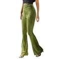 thumbnail image 2 of KOMOO Womens Elastic Waist Velvet Flare Pants Solid Bell Palazzo Bottom Long Pants Ladies Casual Wide Leg Yoga Trousers, 2 of 6