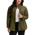 thumbnail image 3 of Agnes Orinda Women's Plus Size Jackets Long Sleeve Drawstring Waist Anorak Coats with Pockets 5X Army Green, 3 of 7
