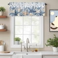 thumbnail image 2 of Ocean Valance Curtain for Windows Blue Beige Starfish Shells Plant Leaves Flowers Gradient Rod Pocket Curtain Valances Short Window Treatments for Kitchen Bathroom Laundry Basement 60 x 14 Inch, 2 of 9