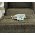 thumbnail image 2 of Vintage Aquamarine Ring-Cushion Aquamarine Ring-925 Sterling Silver Ring-White Topaz Gemstone Ring-Promise Women Ring, 2 of 15