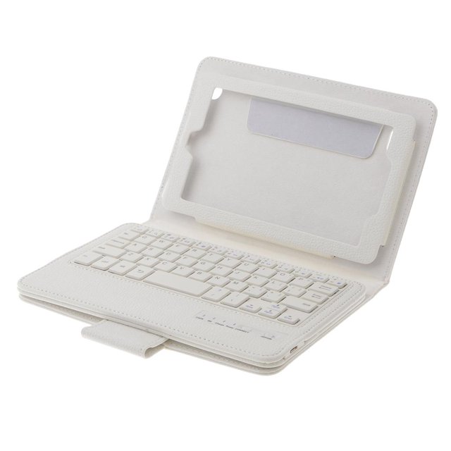 Cubierta Funda para de material cuero PU a Accesorios para Ordenador Portàtil Blanco perfke Caso del teclado de Bluetooth