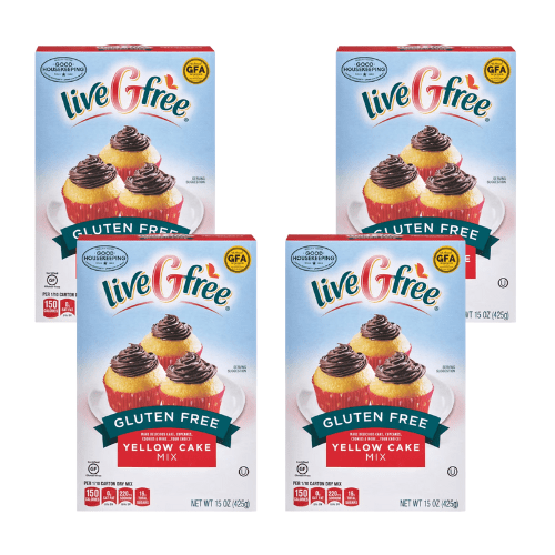 liveGfree Gluten Free Yellow Cake Mix, 15 oz 4 Pack