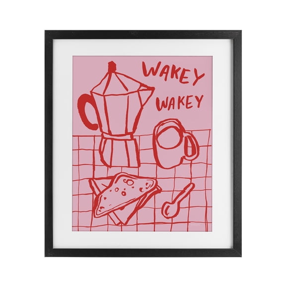 Stupell Industries Contemporary Wakey Breakfast Doodles Black Framed Print Under Glass, 13 x 16, by Jenaya Jackson