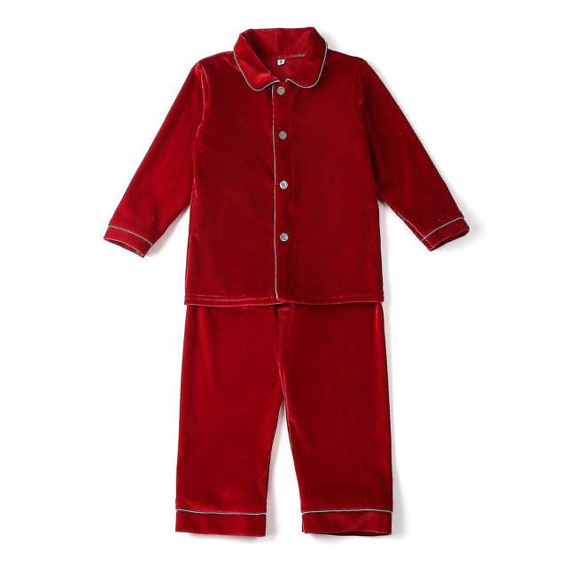 Nouveaux Pyjamas de Noël Rouges pour Garçons et Filles, Ensemble de Pyjamas Chauds en Velours Doré pour Enfants