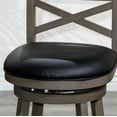 thumbnail image 7 of 360° Swivel Bar Chair with Solid Wood Frame and Wood legs, 24" Counter Height X-Back Swivel Chair with Leather Upholstered Seat, Weight Capacity 300 LBS, Easy Assembly, Weathered Gray+Black Leather, 7 of 7