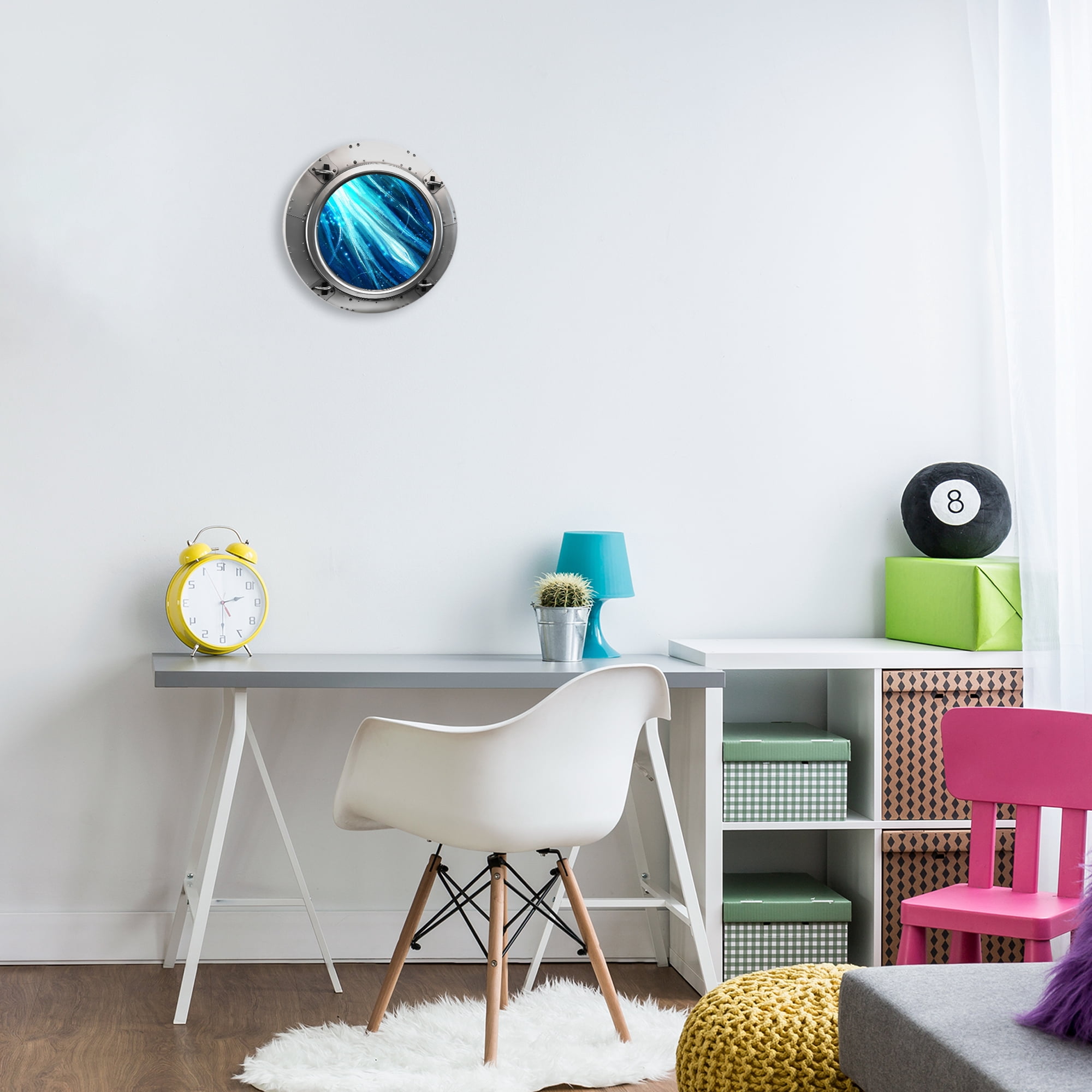 Stupell Industries Nebula Spaceship Porthole STEM Painting Unframed Art Print Wall Art, 12 x 12