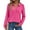 Hot Pink, variant on Women's Fashion Athleisure Solid-Color Long-Sleeve Stand-Collar Polo Shirt Top, Comfortable & Skin-Friendly & Breathable, Gifts for Women