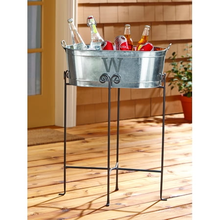Galvanized Beverage Tub - Personalized Galvanized Initial Beverage Tub or Tub with Stand