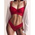 thumbnail image 3 of Conjunto de sujetador de encaje ultrafino, transpirable y sexy para mujer, push-up, cómodo, de pecho grande y pequeño, 3 of 6