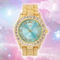 thumbnail image 4 of Women's 44mm Solitaire Bezel Watch - Bling-ed Out Adjustable Band - 14k Gold Tone Finish with Ravishing Crystals - Simulated Diamond Watch with Roman Dial, 4 of 6