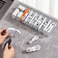 thumbnail image 2 of Clear Plastic Desk Cable Organizer Space Saving Durable Cable Storage Box for Desktop TV Set Storage  Transparent Blue, 2 of 7