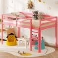 thumbnail image 2 of Zimtown Twin Size Loft Bed with Stairs Wood Low Sturdy Loft Bed for Bedroom, Pink, 2 of 10