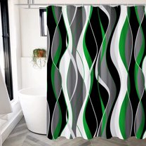 Black and Yellow Shower Curtain, Abstract Modern Grey and Yellow Bathroom Decor Accessories, Waffle Weave Textured Fabric Shower Curtain Set with Hooks, 72x72