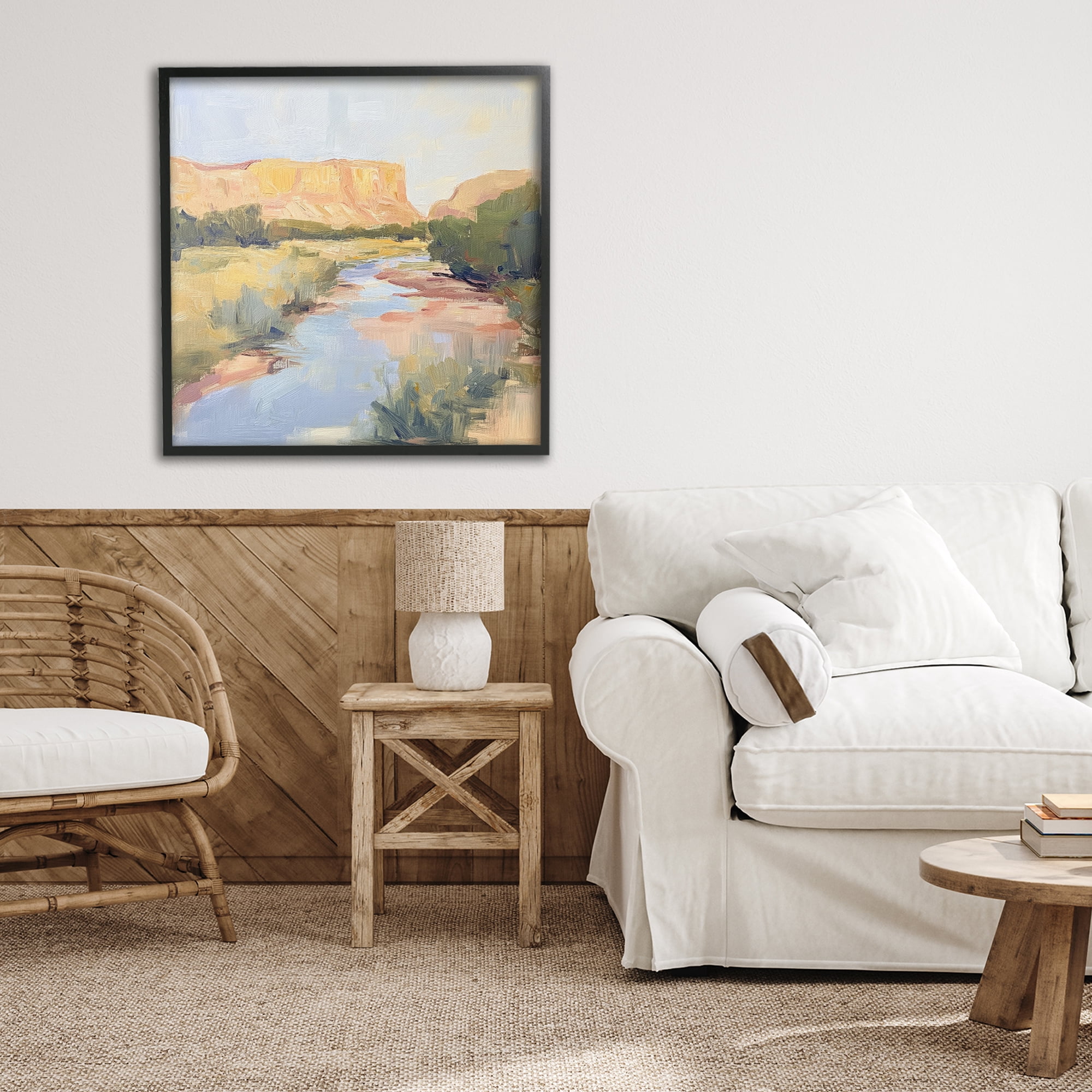 Stupell Industries Painted Plateau River Reflection Black Framed Giclee Art, design by Petal Prints Design
