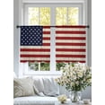 thumbnail image 3 of Sheer Curtains 54 Inches Long 2 Panels, American Flag on Wood Plank Rod Pocket Curtain Voile Draperies, Vintage Red Blue Stripe Star Light Filtering Window Treatment for Living Room Kitchen Bedroom, 3 of 8