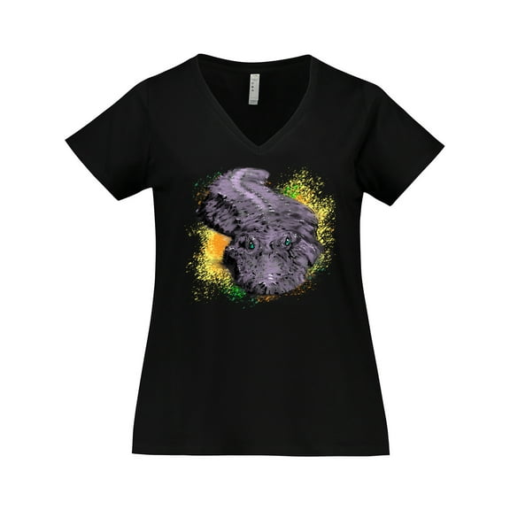 Inktastic Colorful Lurking Gator Women's Plus Size V-Neck T-Shirt