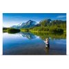 Great BIG Canvas | Rolled Michael DeYoung Poster Print entitled Angler flyfishing for Rainbow Trout in Portage Valley in early morning