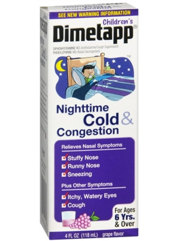 Dimetapp Children's Nighttime Cold & Congestion, Grape 4 oz (Pack of 3)